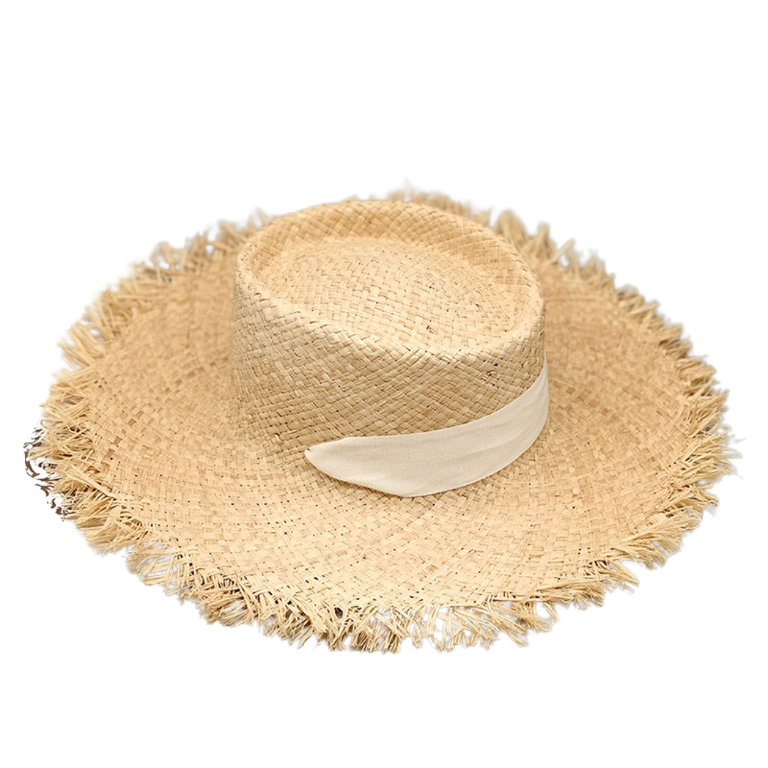 Oversized Raffia Hat White