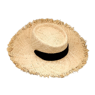Oversized Raffia Hat Black