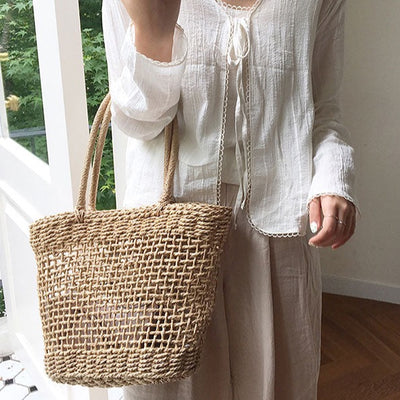 Beach Basket Bag Cream