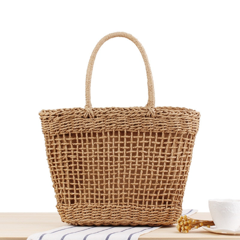 Beach Basket Bag Brown